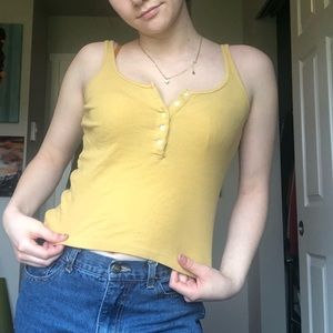 Mustard button-up tank